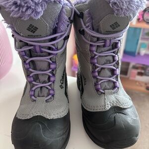 Columbia Kids' Black, gray and Lavender Snow Boots